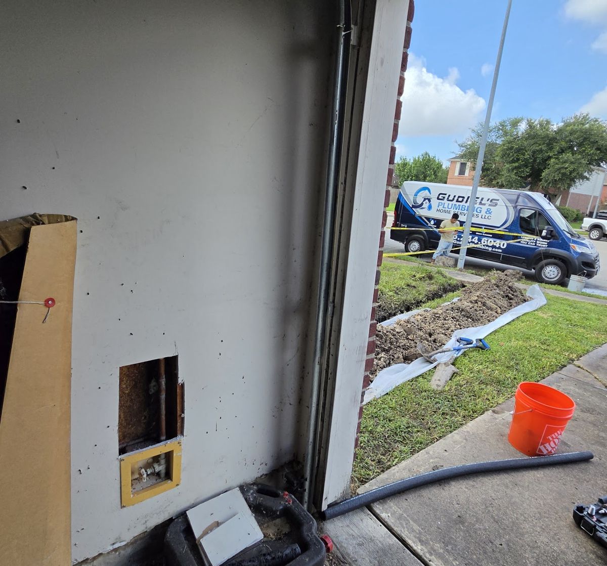 New water line and shutoff valve installed at the wall